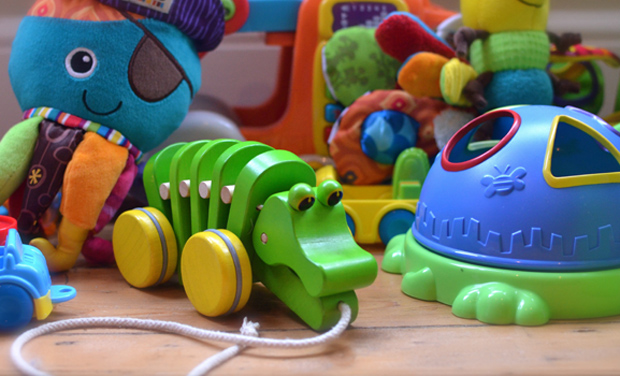 Attractive toys with bright acrylic paintings on them, which can have toxic chemicals that could be ingested by licking and chewing. Attractive toys with bright acrylic paintings on them, which can have toxic chemicals that could be ingested by licking and chewing.